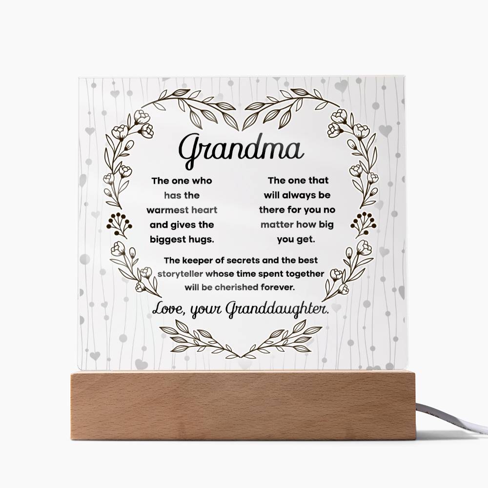 Grandma Cherished Forever | Night Light Square Acrylic Plaque