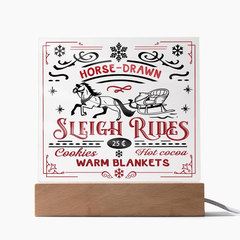 Christmas - Sleigh Rides - Night Light Square Acrylic Plaque