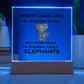 Thinking About Elephants | Square Acrylic Plaque | Elephant Lovers Gift