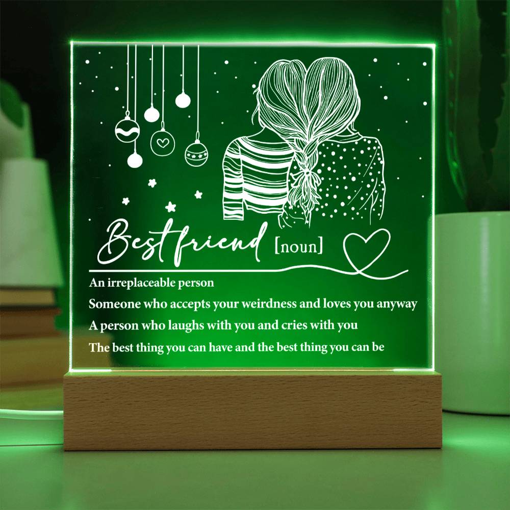 Friend - Irreplaceable Person - Night Light Square Acrylic Plaque