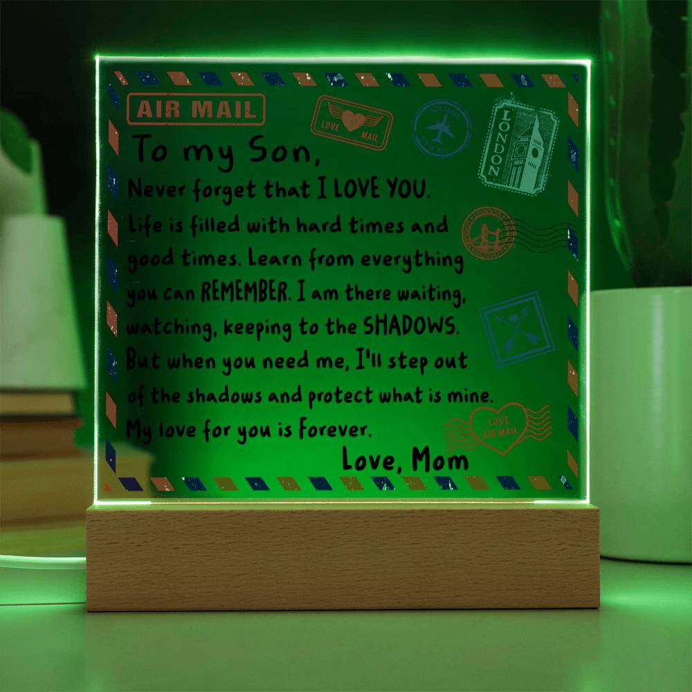 To My Son Envelope  | Night Light Square Acrylic