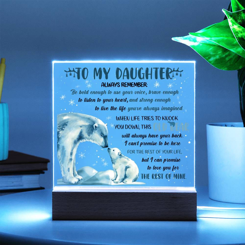 Daughter - Old Bear - Night Light Square Acrylic Plaque