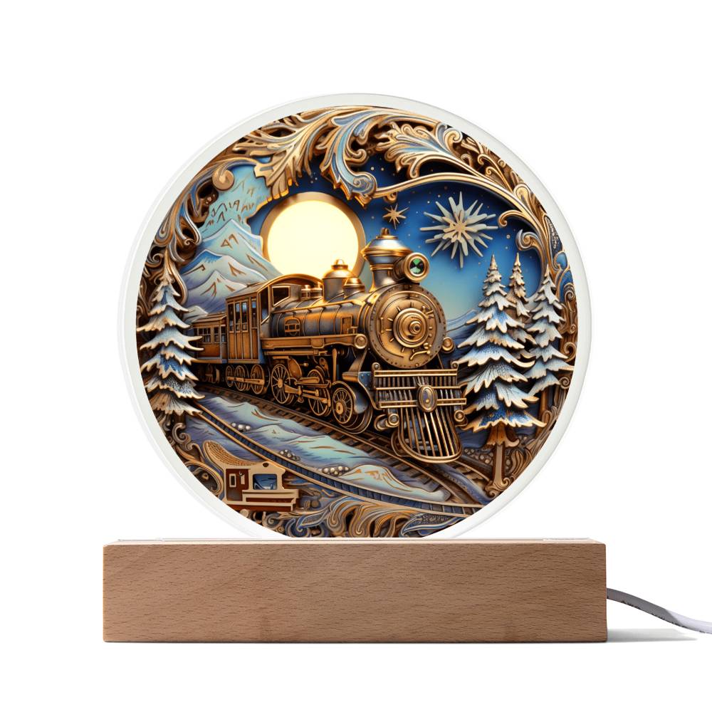 Fairy Tale Train | Night Light Circle Acrylic Plaque