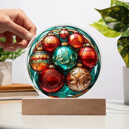 Christmas Balls | Night Light Circle Acrylic Plaque