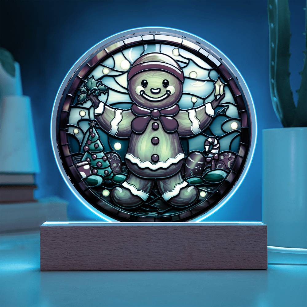 Christmas Gingerbread | Night Light Circle Acrylic Plaque
