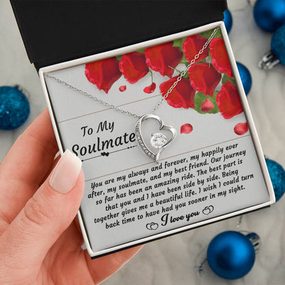 To My  Soulmate - Side By Side - Forever Love Necklace Gift
