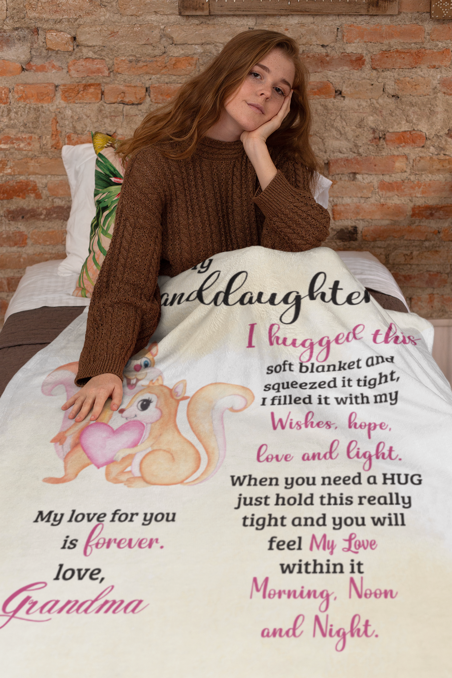 To My Granddaughter- Cute Squirrel Throw Blanket