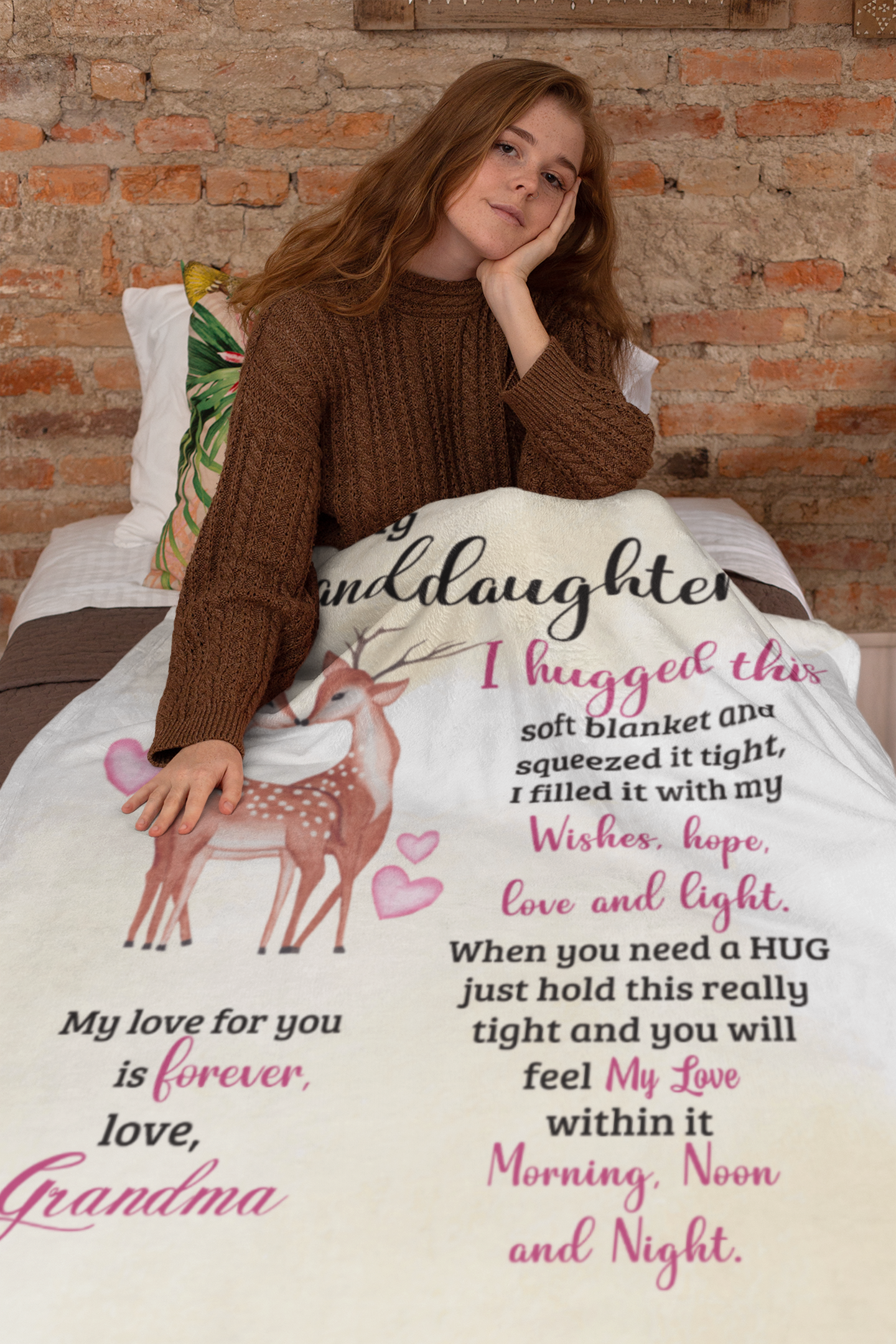 To My Granddaughter | Cute Dear Throw Blanket