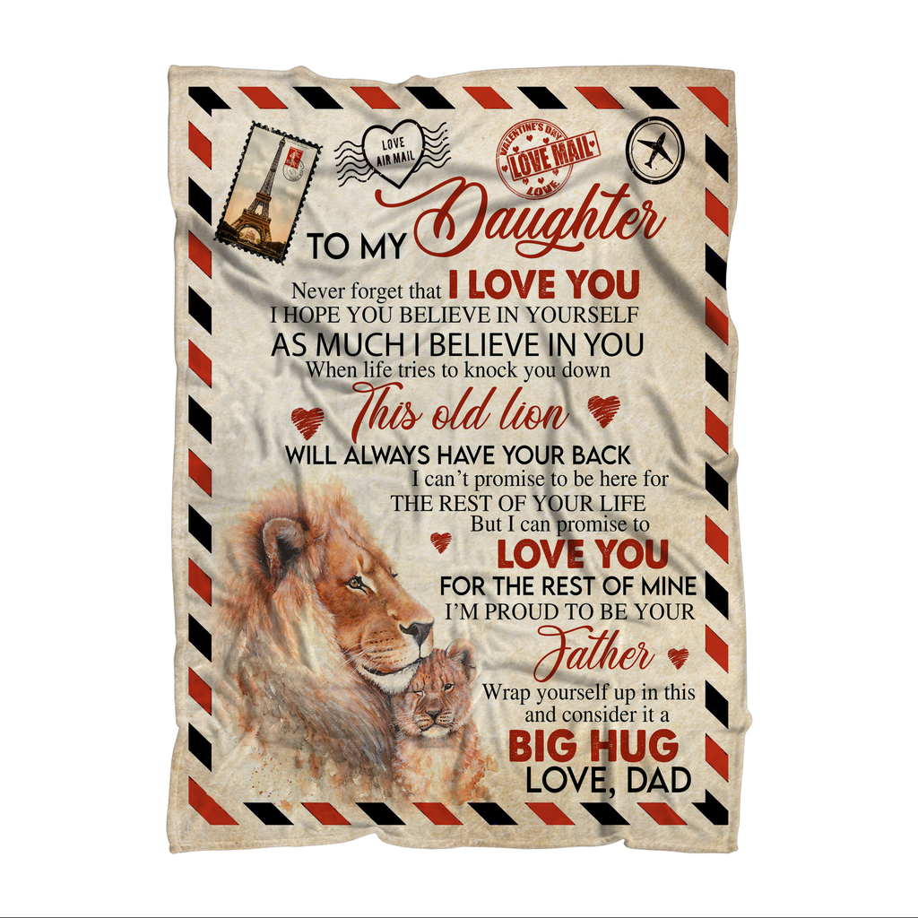 To My Daughter | Lion Envelope Blanket | Fleece Blanket 51"x69" | Europe | AOP