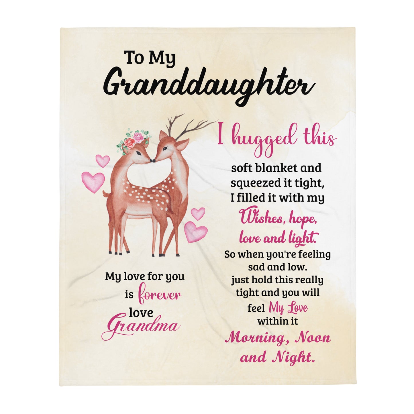 To Granddaughter |Cute Dears Love & Light Blanket | From Grandma