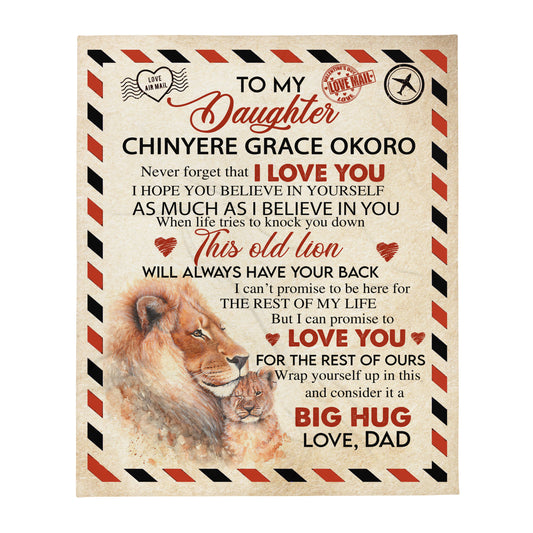 Okoro - 	To My Daughter | Lion Blanket | Throw Blanket 50"x60"