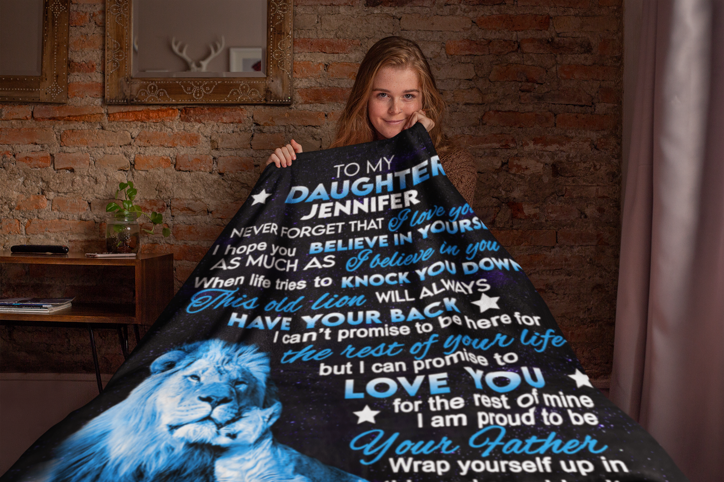 To My Daughter - Personalized Velveteen Plush Blanket - From Dad