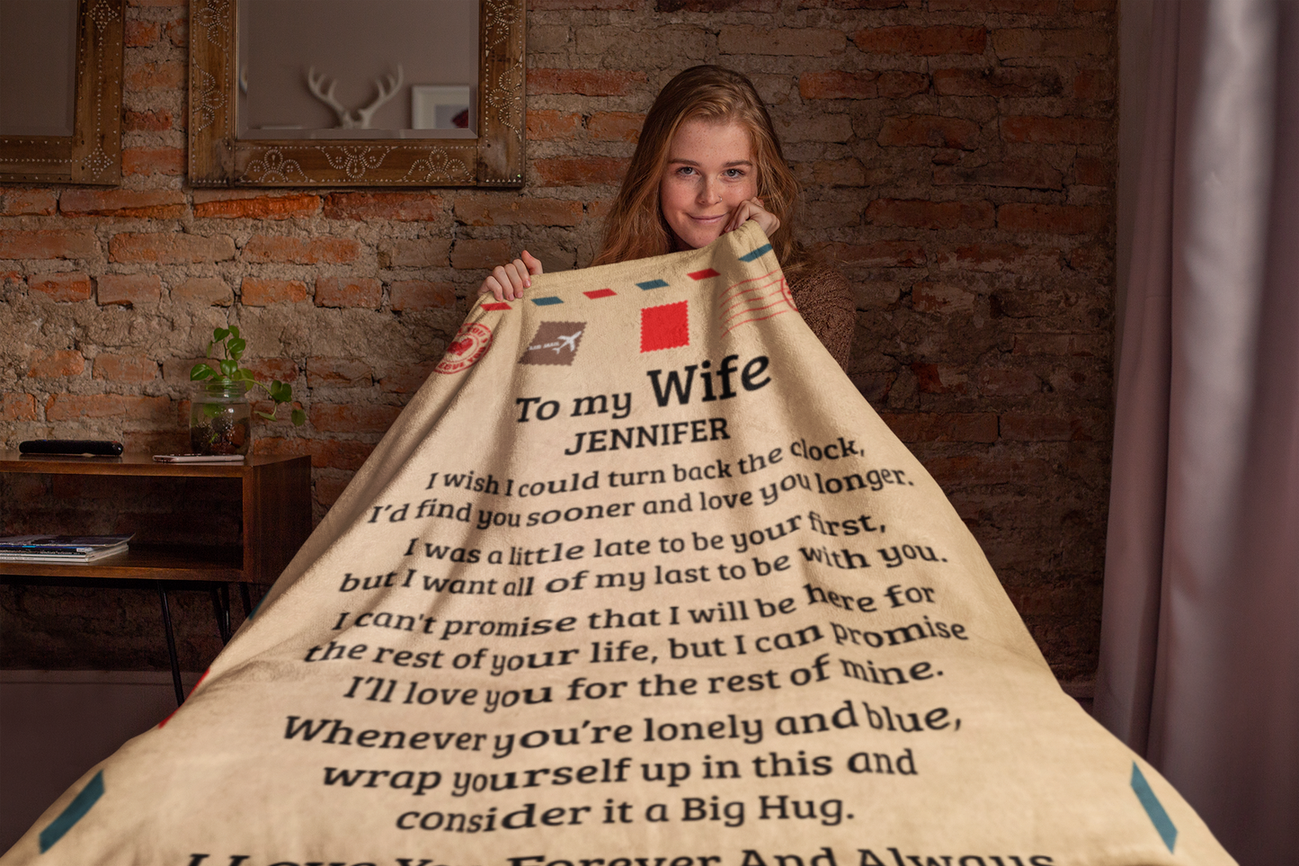 To My Wife | Big Hug | Personalized Throw Blanket 50*60