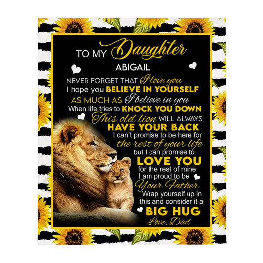 To My Daughter | Lion Sunflower Throw Blanket