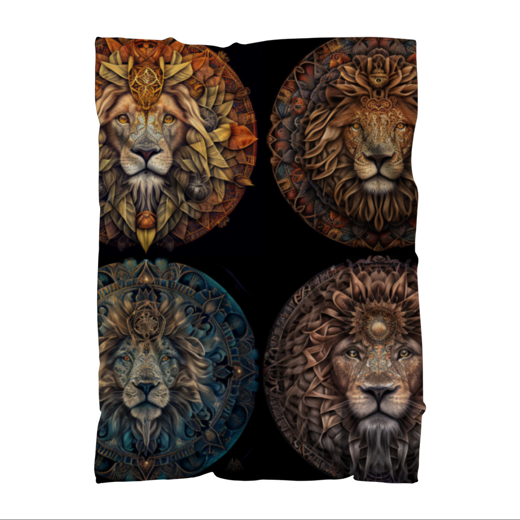 Four Lion Heads Sublimation Throw Blanket | AOP