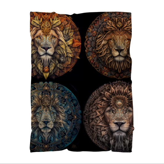 Four Lion Heads Sublimation Throw Blanket | AOP