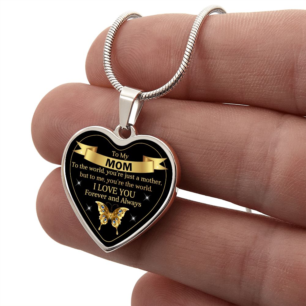To My Mom | World | Heart Pendant | Mother's Day, Christmas & Birthday Present