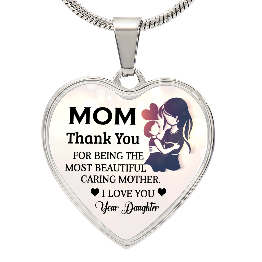 To My Mom | Thank You | Heart Pendant | Necklace Gift