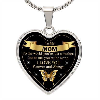 To My Mom | World | Heart Pendant | Mother's Day, Christmas & Birthday Present