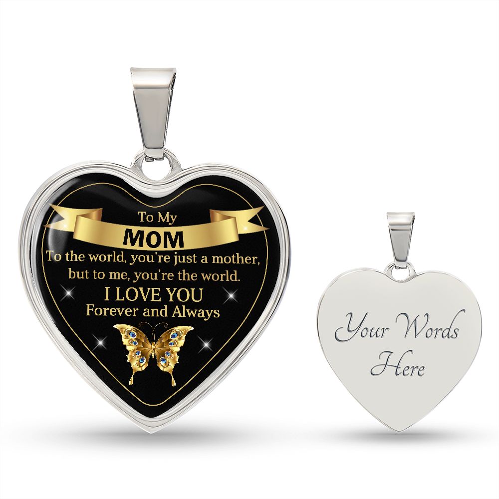 To My Mom | World | Heart Pendant | Mother's Day, Birthday, Christmas & Wedding Present
