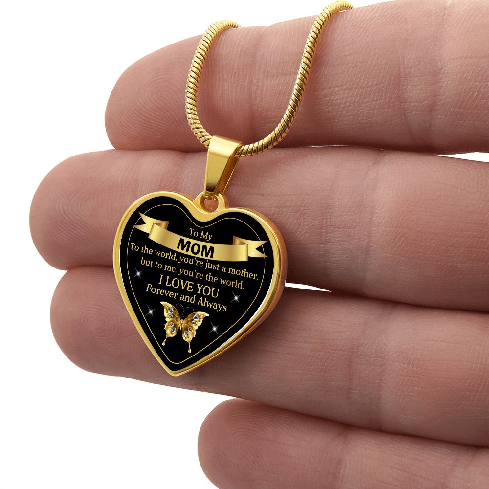 To My Mom | World | Heart Pendant | Mother's Day, Birthday, Christmas & Wedding Present