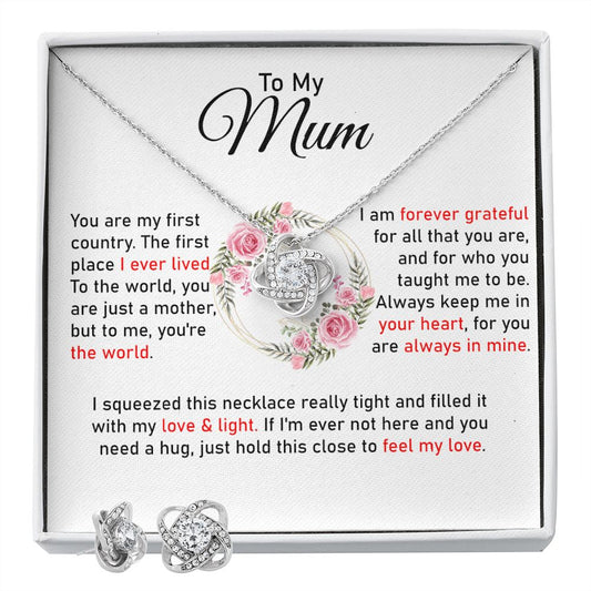 To My Mum | Your Heart | Love Knot Necklace Set
