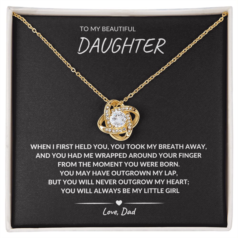 To My Daughter, who took my breath away! Love Knot Necklace Gifts for Birthday, Christmas, and Graduation Jewellery Present from Dad