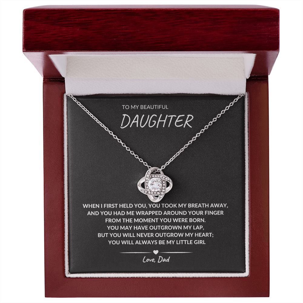 To My Daughter, who took my breath away! Love Knot Necklace Gifts for Birthday, Christmas, and Graduation Jewellery Present from Dad