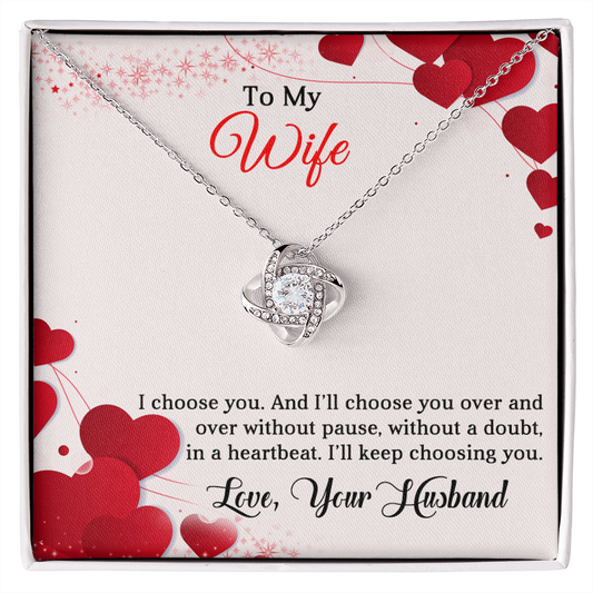 To my Wife, Love Knot Necklace, Gifts for Wife, Women, Wedding Anniversary, Birthday, Soulmate Romantic Gifts.