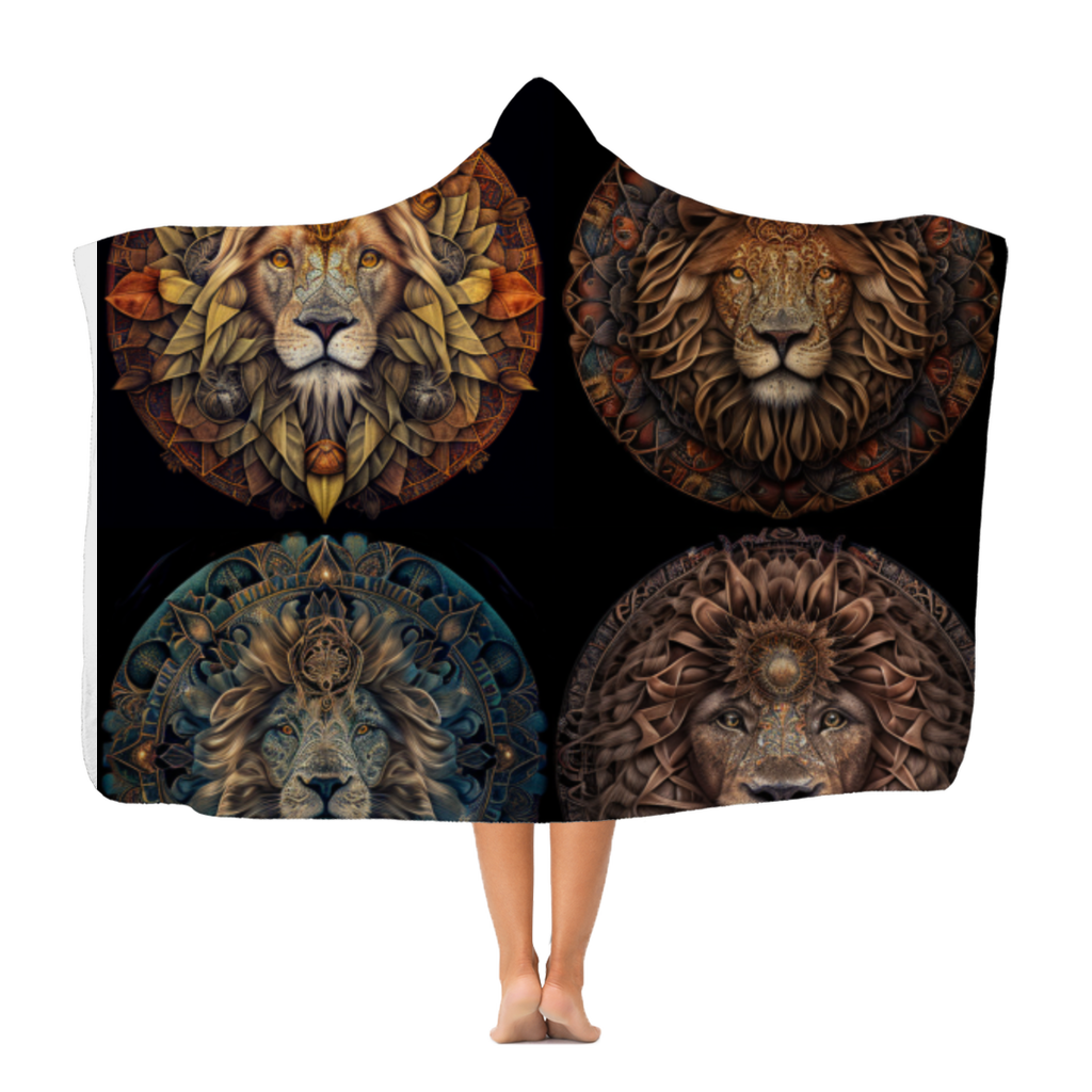 Four Lion Heads Classic Adult Hooded Blanket | AOP