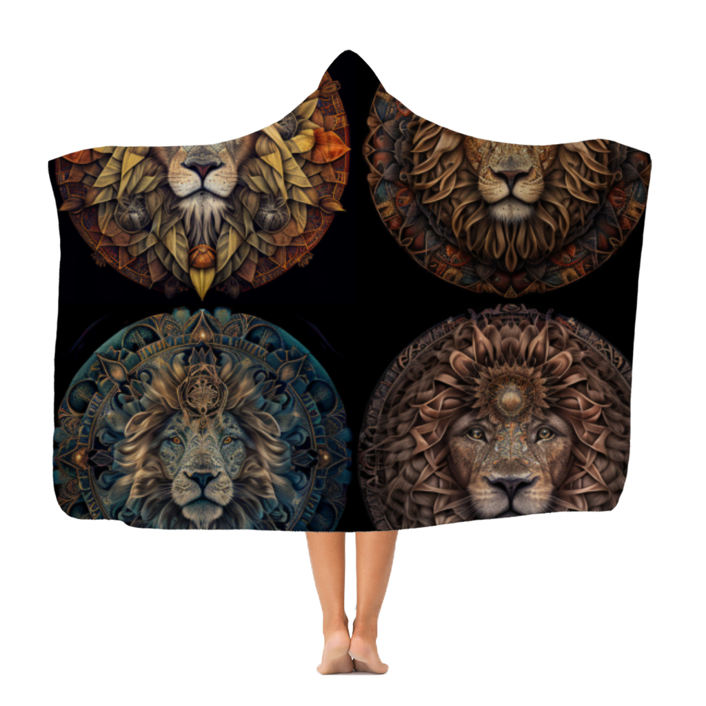 Four Lion Heads Premium Adult Hooded Blanket | AOP