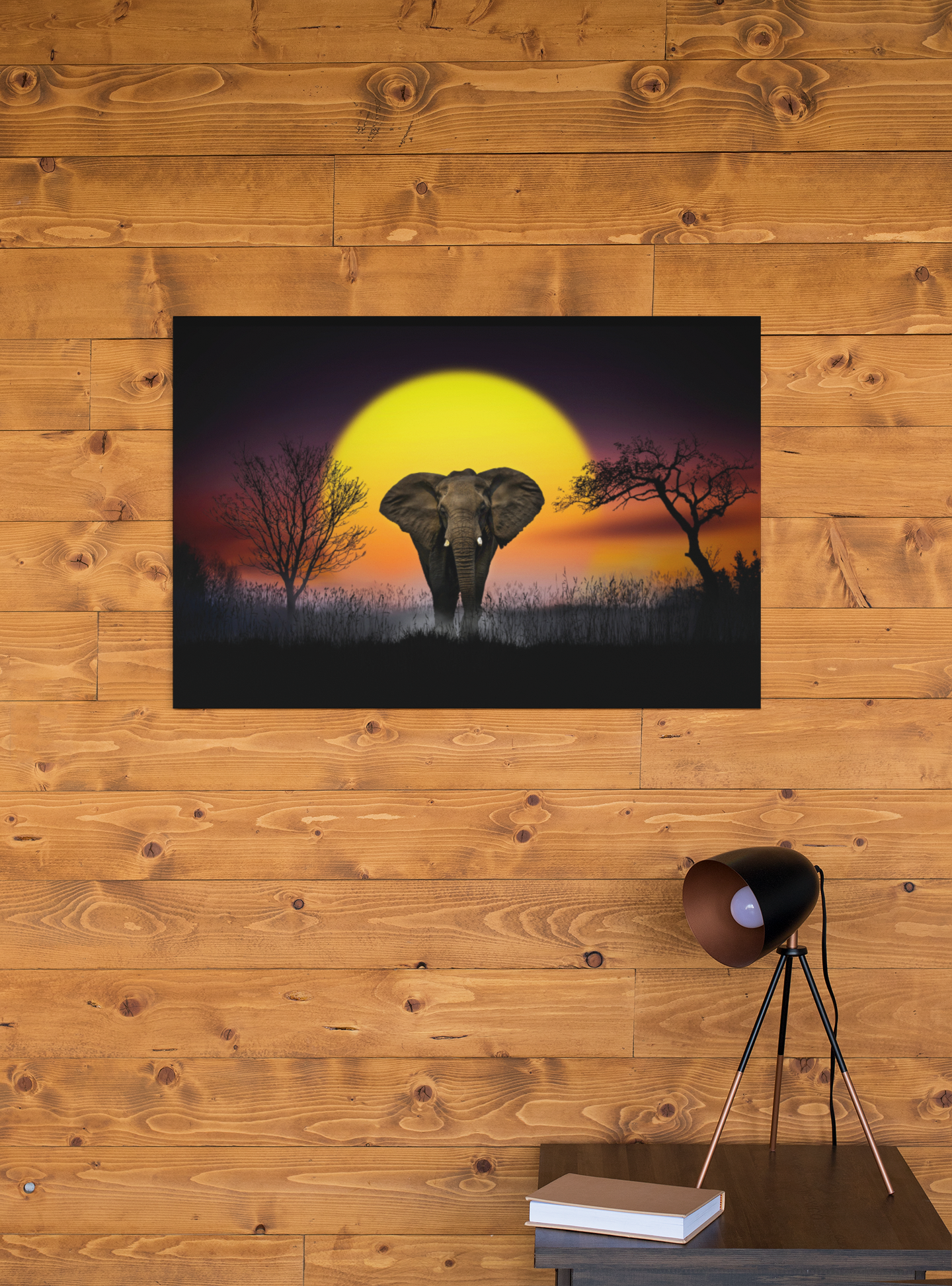Canva | Elephant And The Sunrise | Landscape Canvas .75in Frame | CC