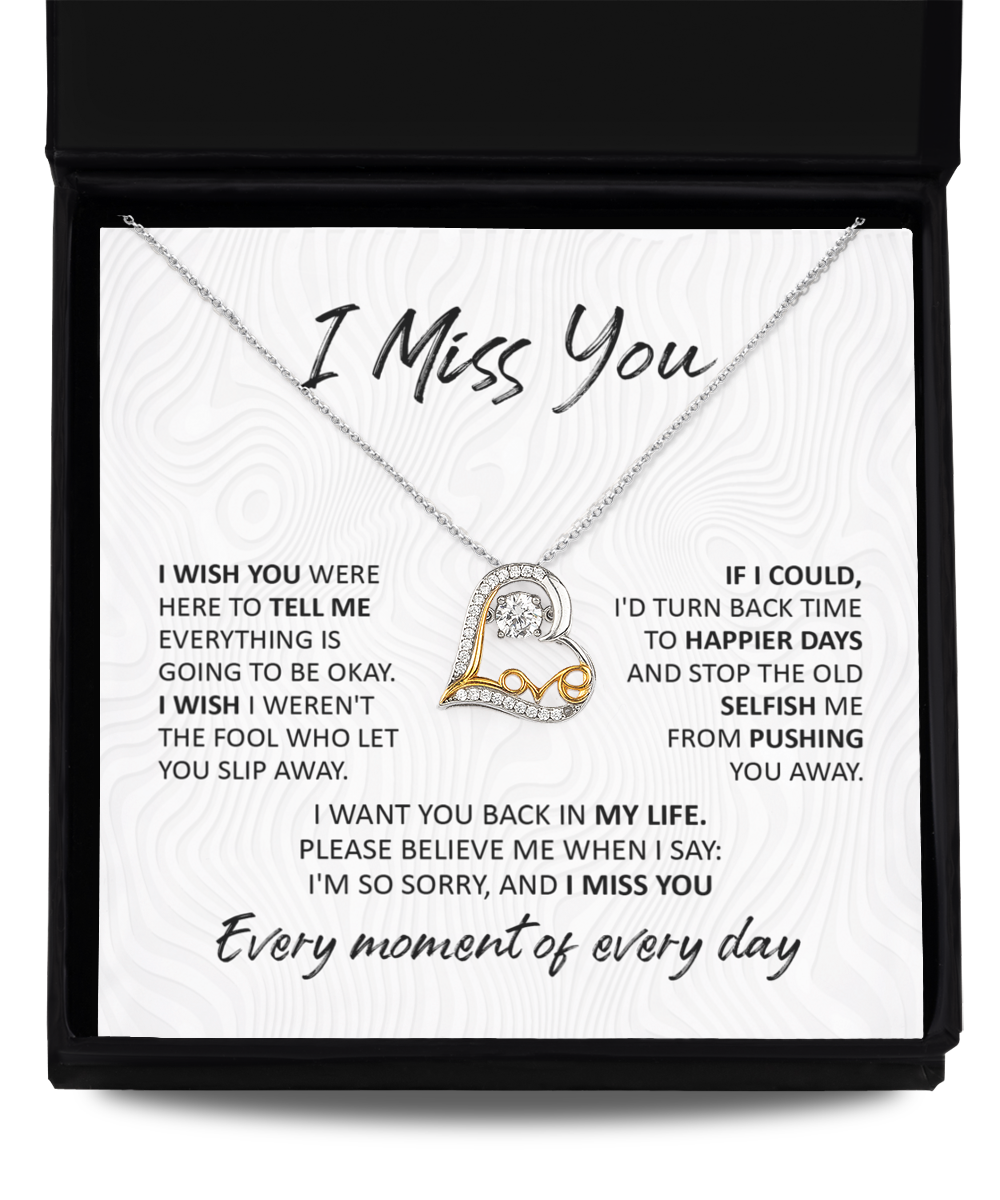 I miss you - I Wish - Love Dancing Necklace Gift