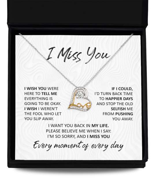 I miss you - I Wish - Love Dancing Necklace Gift