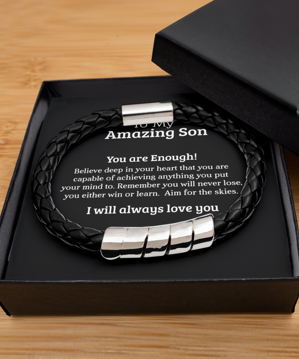 To My Son | You are Enough | Black Bracelet