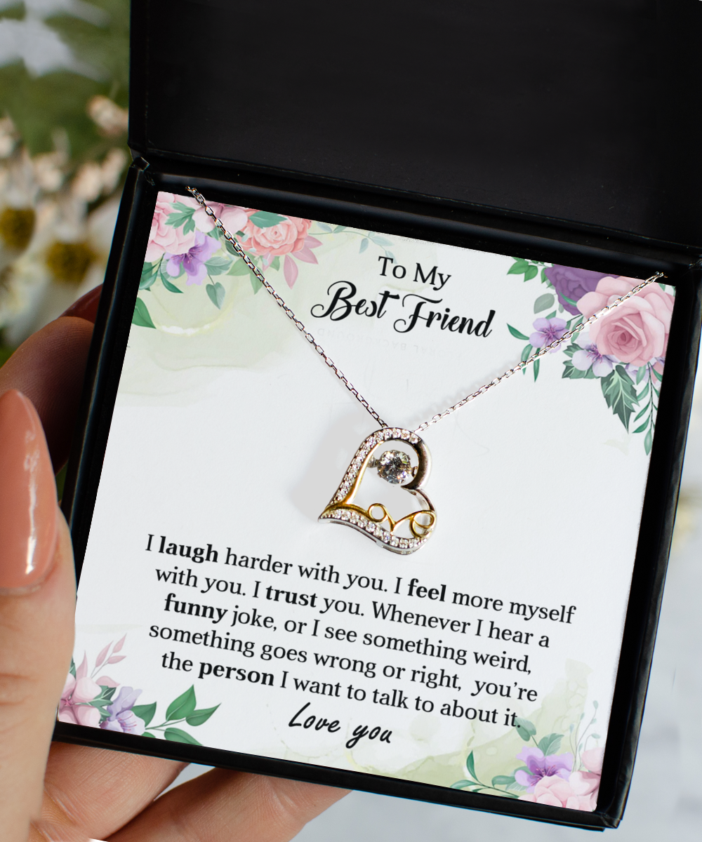 To My Best Friend Love Dancing Necklace, Friendship Women Necklaces Jewelry, Best Friend Birthday, Bridesmaid, Sisters Gifts Message Card